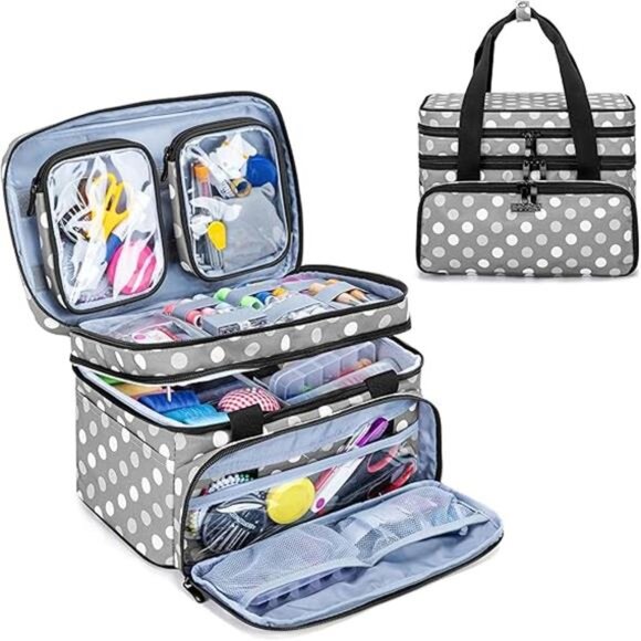 Double Layer Sewing Accessories Organizer with 2 Detachable Pouches - Picture 7 of 7